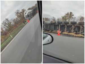 На трассе под Новочеркасском фура вылетела в кювет