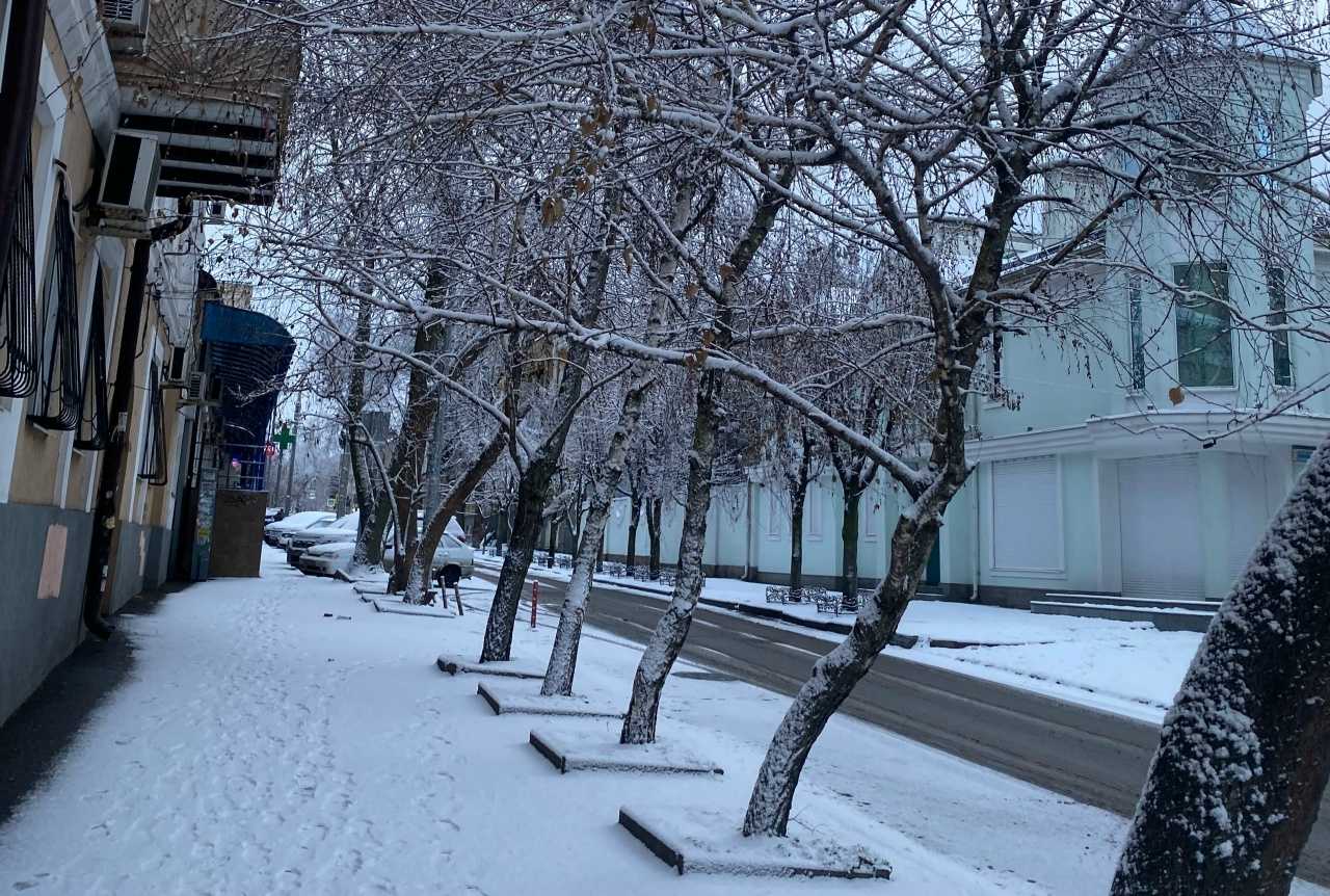 Мокрый снег заметает Новочеркасск в последнюю рабочую неделю